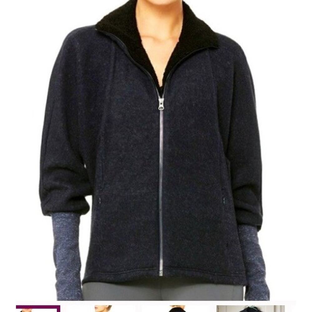 Alo Yoga Dream Fleece Jacket Sz S Blue Full Zip ballet sleeves Activewear - Picture 11 of 11